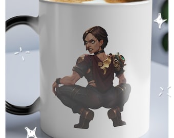 Sevika Arcane Mugg (Magisk Mugg) Cheeky - Värmekänslig Färgförvandling - Svart Mugg Avslöjar Design med Varm Dryck Cheeky