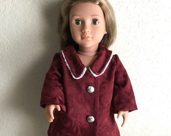 Long Red Doorman Coat & Black Hat for 18 inch American Girl Doll Clothes