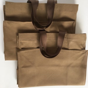 SET OF TWO//Grocery bags, canvas totes, Plain canvas, grocery sack, market tote, grocery tote, Brown sack, Brown grocery bag, no writing image 6