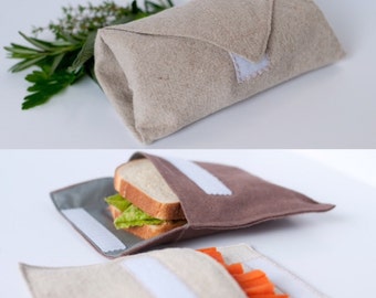 Reusable Cotton Sandwich Wrap & Snack Bag Set