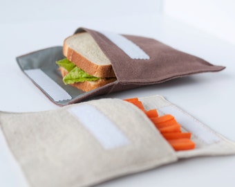 cotton sandwich bag, plain sandwich bag, no print bag, plain fabric, sandwich bag for men, reusable lunch, soft cotton snack bag, snack bag