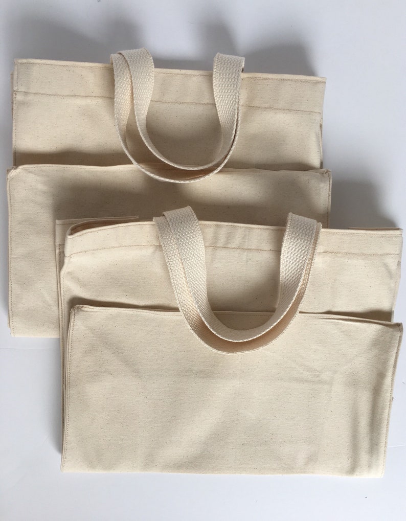 SET OF TWO//Grocery bags, canvas totes, Plain canvas, grocery sack, market tote, grocery tote, Brown sack, Brown grocery bag, no writing image 5