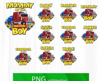 Sublimación de png de cumpleaños de camión, familia de cumpleaños de niño png a juego, cumpleaños de camión png