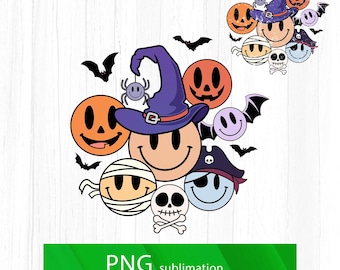 Happy Halloween, Halloween Smiley Face Png, Halloween Smileys, Retro Halloween Png, Stay Spooky Png, Spooky Vibes Png, Groovy Halloween Png