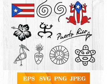 プエルトリコ バンドル Svg、プエルトリコ バンドル Svg、プエルトリコ Png、Taino Svg、Garita Svg、プエルト フラグ Svg、Coqui Svg、Cricut