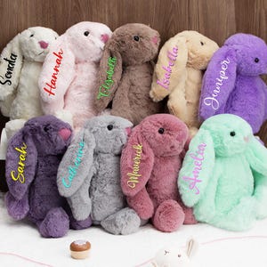 Gepersonaliseerde aangepaste pluche konijn, geborduurde naam konijn, paashaas, zachte knuffel konijn, pasgeboren babycadeaus, cadeau voor kinderen