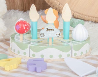 Juguetes personalizados para tartas de cumpleaños, juego de postres de madera para tartas de cumpleaños, juego de simulación para fiestas, pastel, regalo para niñas, regalos de Pascua.