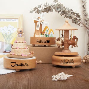 Enchanted Carousel Music Box for Kids – Personalized Musical Toy with Name Engraving,Magical Baby Shower Gift,Birthday or Christmas Keepsake