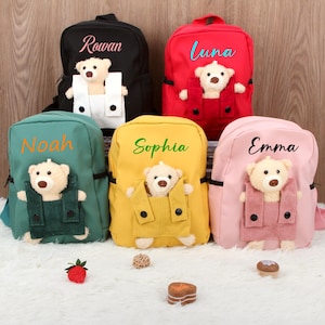 Sac à dos brodé personnalisé pour enfants, sac à dos personnalisé pour tout-petits ours, sac à dos pour enfants, cadeau de rentrée scolaire, cadeau d'anniversaire, cadeau pour enfant