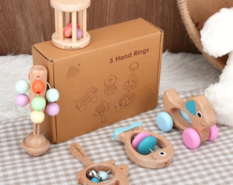 カスタム木製ガラガラ楽器セット、モンテッソーリ木製楽器キット、パーソナライズされた幼児用音楽玩具、誕生日プレゼント、子供への最高の贈り物