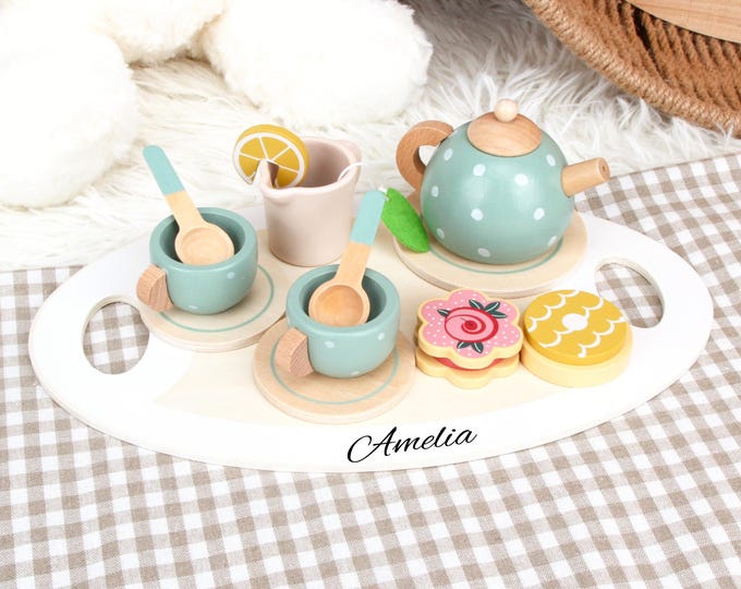 Custom Personalized Afternoon Tea Toys,Wooden Afternoon Tea Dessert Set Toy,Teapot,Cake,Customized Gifts,Girls Gift,Easter gifts