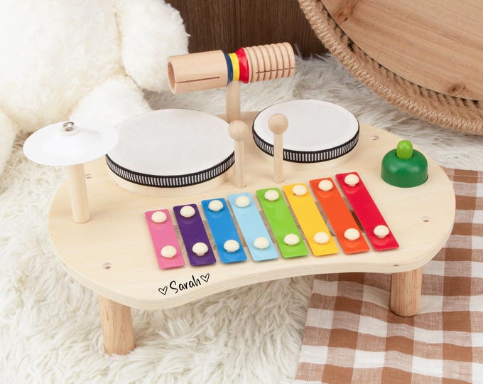 Personalized Wooden Piano & Drum Toy – Custom Name Musical Instrument for Kids,Montessori Music Gift,Toddler Birthday Present,Easter gifts