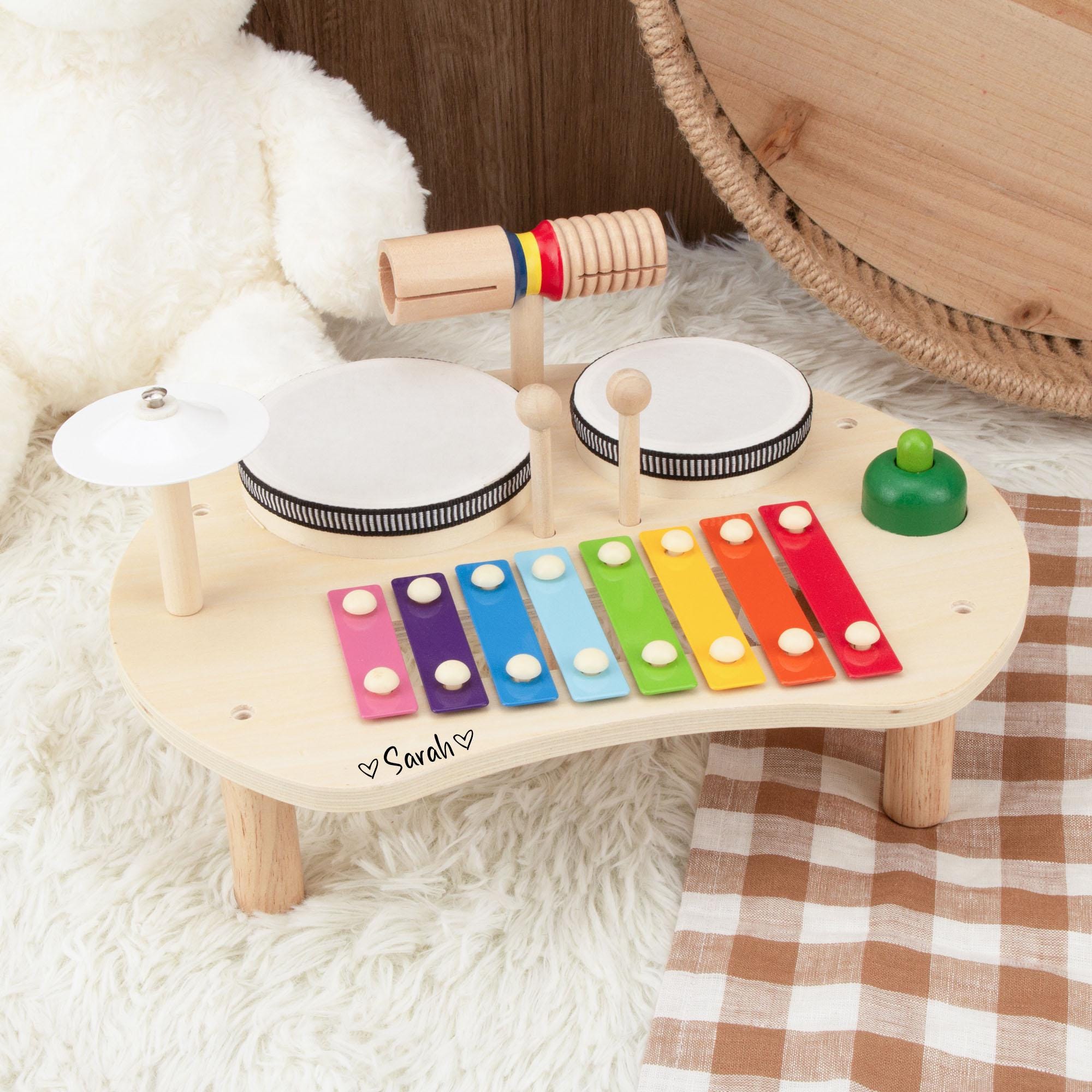 Set De 10 Instrumentos Musicales De Madera Montessori, Tambor, Xilófono Y Percusión, Para Niños De 3 A 6 Años