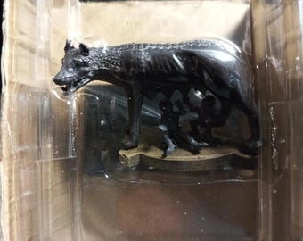 カピトリーノのローマ狼像 - ロムルスとレムスと雌狼の動物彫刻（15cm