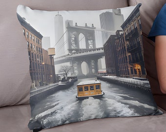 Almohada estilo Nueva York / Almohada de sofá de Nueva York / Almohada de río