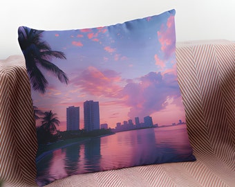 Almohada de Miami Beach / Almohada de sofá de Miami / Palmas de Miami Beach /