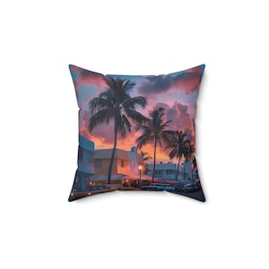 Miami Palms Pillow | Miami Road Pillow | Couch Pillow |