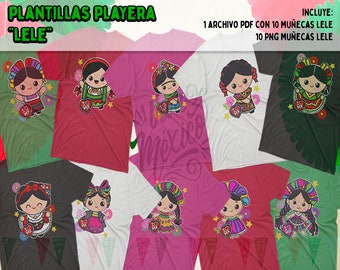 Templates for t-shirts - Lele embroidery effect - Mexican Fiestas