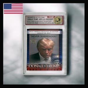 Carte de collection Donald Trump - Emprisonnement du président américain - Tête rendue - Carte de notation Never Reddition - Collection de fans, cadeau à collectionner