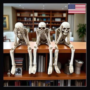 Skeleton Skull Shelf Sitters: Halloween Resin Figurines