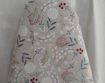 Housse de planche à repasser GRIS FLORAL - avec ou sans coussin, nombreuses tailles, bleu, baies, rose, fleurs blanches sur gris, buanderie, cadeau de pendaison de crémaillère,