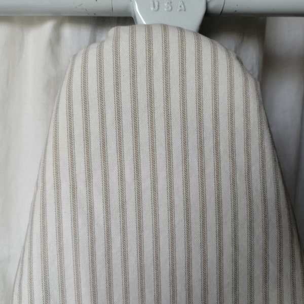 TAN, Beige, TICKING STRIPE Ironing Board Cover-- choose board size, ticking print,  cotton, housewarming gift, mothers day