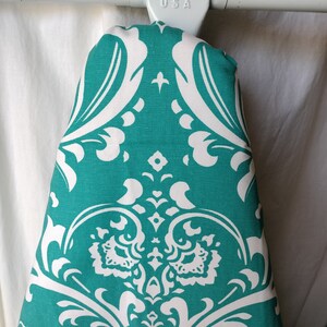 TURQUOISE-TEAL DAMASK ironing Board cover  Osborne teal and white, choose board Size, Wide, Standard, Tabletop, Wall Unit
