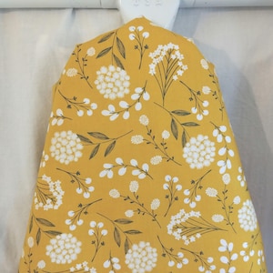 MUSTARD FLORAL ironing board Cover - All Sizes, cream flowers on yellow, Laundry Room, Sewing room Decor, housewarming gift, Mother's Day