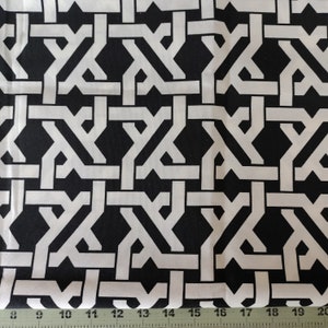 BLACK Cream FABRIC, Remnant, 30&quot; Lx 54&quot;W,  Mill Creek fabric, Destash yardage, contemporary indoor outdoor Fabric,  polyester, 54&quot; wide