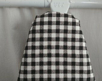 BLACK BUFFALO PLAID Ironing board Cover, Choose board size, black and white gingham, small check, laundry room, farmhouse, housewarming gift