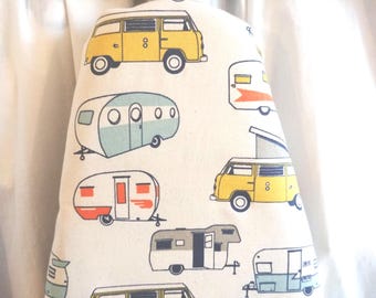 CAMPERS Ironing Board Cover, retro campers, glamping, Choose tabletop, standard, wide, housewarming, Christmas gift