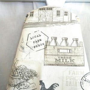 FARMHOUSE Ironing Board Cover, Choose board size, baskets, signs, stalks, dark grey on cream, housewarming or shower gift