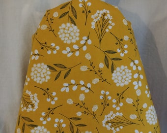 MUSTARD FLORAL ironing board Cover - All Sizes, cream flowers on yellow, Laundry Room, Sewing room Decor, housewarming gift, Mother's Day