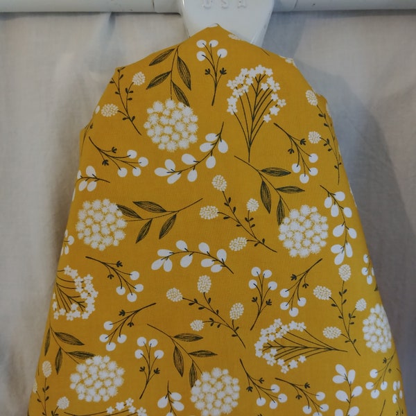 MUSTARD FLORAL ironing board Cover - All Sizes, cream flowers on yellow, Laundry Room, Sewing room Decor, housewarming gift, Mother's Day