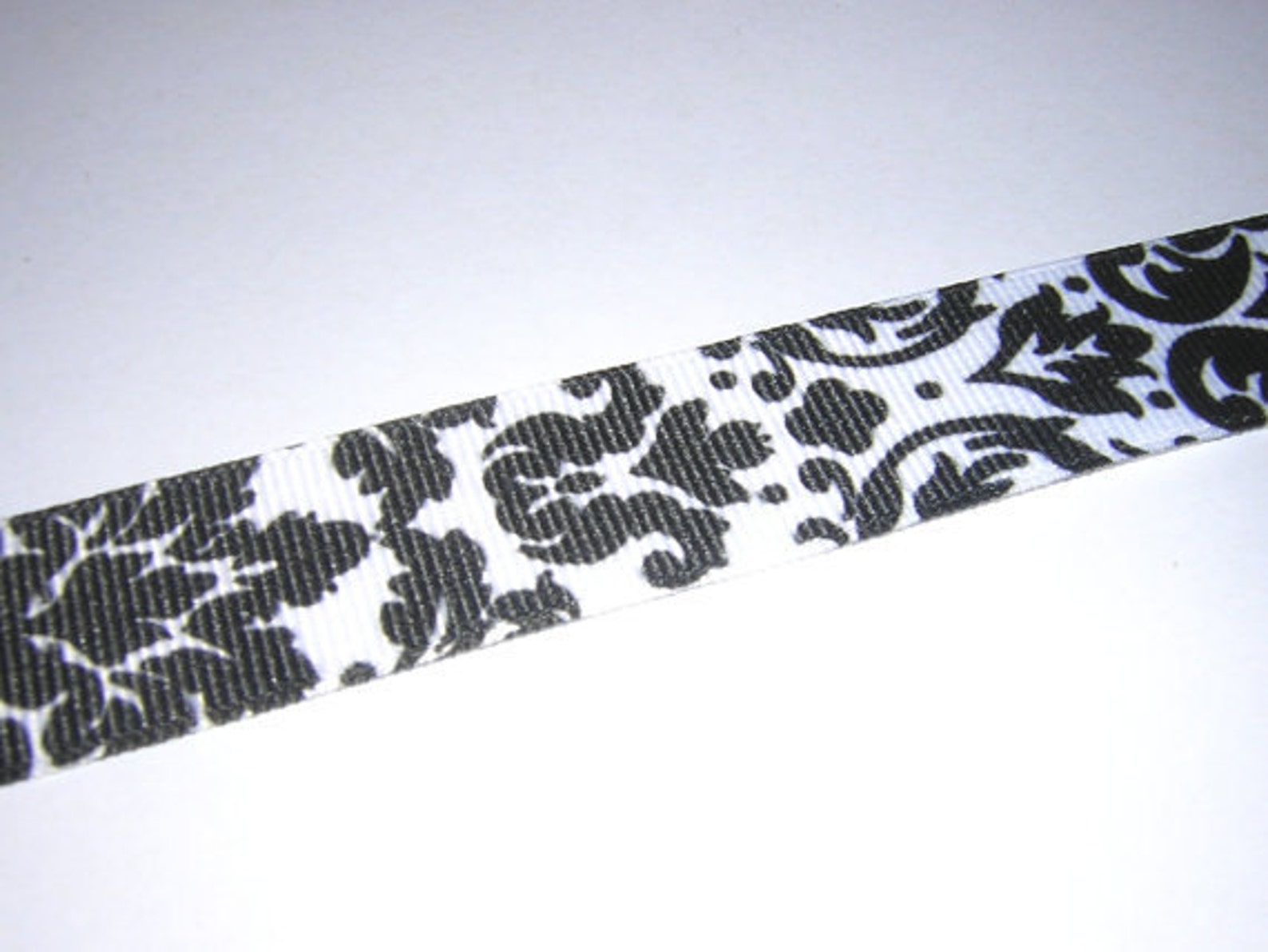 Damask Ribbon by the yard Black and White damask 7/8 inches Etsy