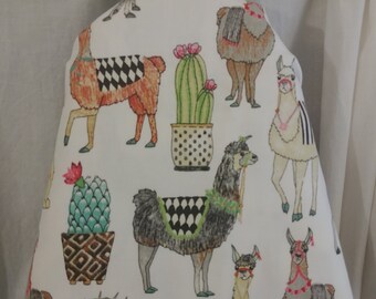 CUTE LLAMAS and CACTUS Small tabletop Ironing Board cover, on creamy white  background, pads available, shower gift,  housewarming gift