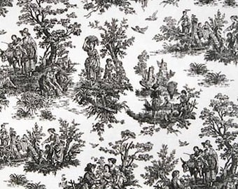 TOILE FABRIC, COLORS, Yardage, Fabric by the yard, pink, black, light blue and white toile print, Premier Prints