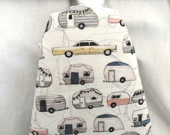 CAMPERS and RETRO CARS Small Tabletop Ironing Board Cover, Glamping, retro campers, autos, housewarming gift