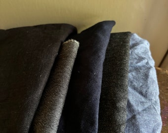 LINEN + WOOL FABRIC / mix bundle / remnants / runningthreads