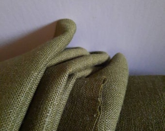 LINEN FABRIC green / natural / heavy weight linen