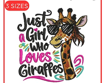 Giraffe Embroidery Design, Cute Giraffe embroidery, Safari Embroidery, Flower embroidery, Animal Embroidery, Machine embroidery design