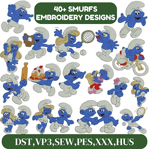 Desenhos de bordado Smurf, padrão de bordado Smurf, bordado Smurf, Papa Smurf, padrão Smurf, desenhos de bordado à máquina