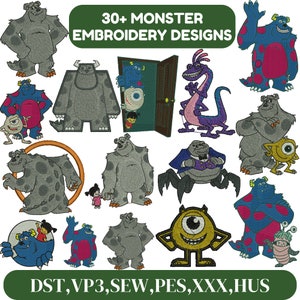 Motifs de broderie monstre, broderie effrayante, broderie d'Halloween, broderie effrayante, silhouette de monstre, motif de broderie Machine