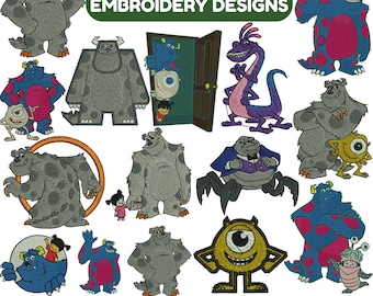 Monster Embroidery Designs, Spooky embroidery, Halloween Embroidery, Scary Embroidery, Monster Silhouette, Machine Embroidery Design