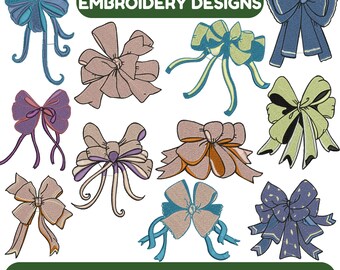 Bow embroidery design, Ribbon embroidery, Satin Stitch Bow Embroidery, Pink Hair Bow Embroidery, Girls embroidery, Machine Embroidery Design