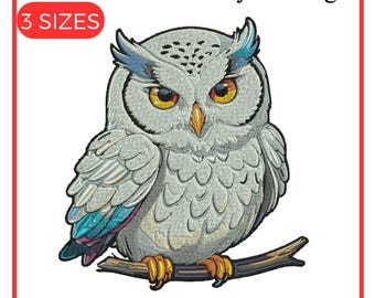 Diseño de bordado de búho, lindo búho bebé bordado, majestuoso búho bordado, búho marrón bordado, bordado místico, diseño de bordado a máquina