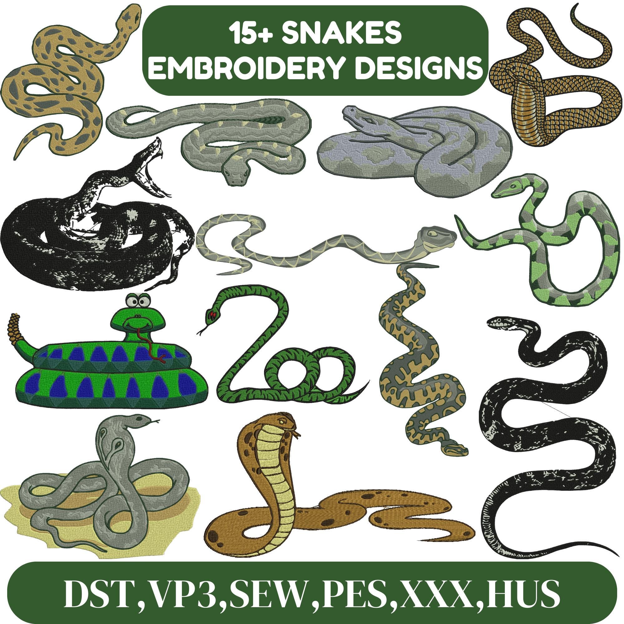 Snake Embroidery Design, Magic Snake Embroidery, Floral Snake ...