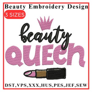 Beauty Queen Embroidery, Makeup Embroidery, Summer Vacation Design, Beach Babes Embroidery, Beauty Embroidery, Machine Embroidery Design