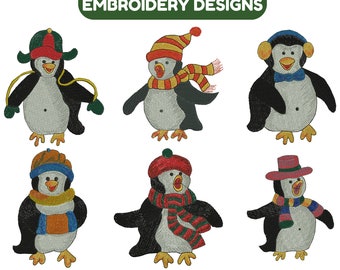 Penguins Embroidery Design, Cute Penguins Embroidery, Penguin Friends Embroidery, Baby boy embroidery, Machine Embroidery Design