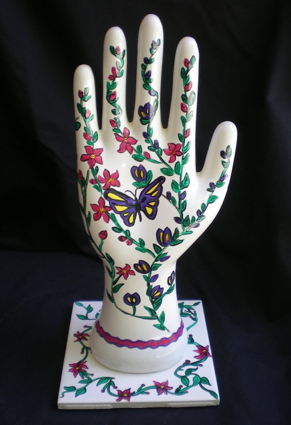 Items similar to Hand Painted Ceramic Hand Display for Jewelry on Etsy